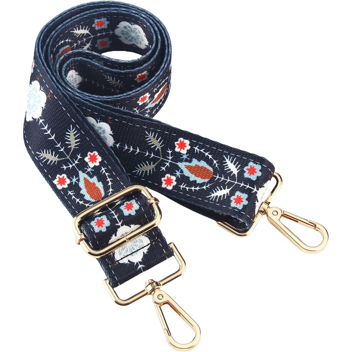 Curea de schimb pentru geanta de mana, curea de umar Crossbody, pentru femei, reglabila, tesuta, stil chitara (negru)