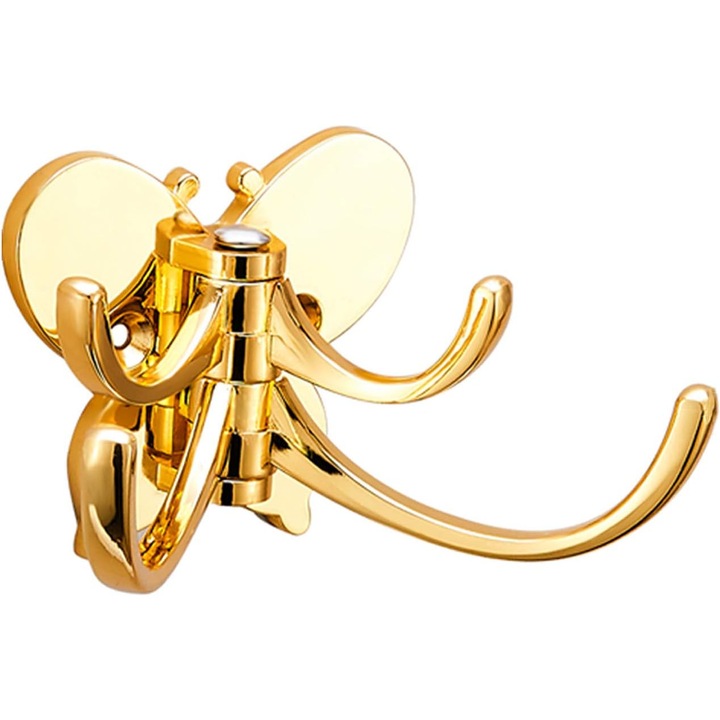 Set de 2 carlige metalice solide, design pliabil cu 3 brate, pentru prosoape/haine, dimensiuni compacte