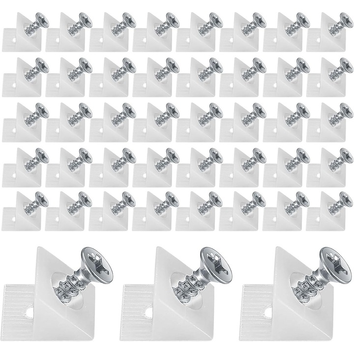 Set de 50 piese de intarire pentru sertare, cu suruburi din otel inoxidabil, design in forma de L, pentru stabilizarea mobilierului