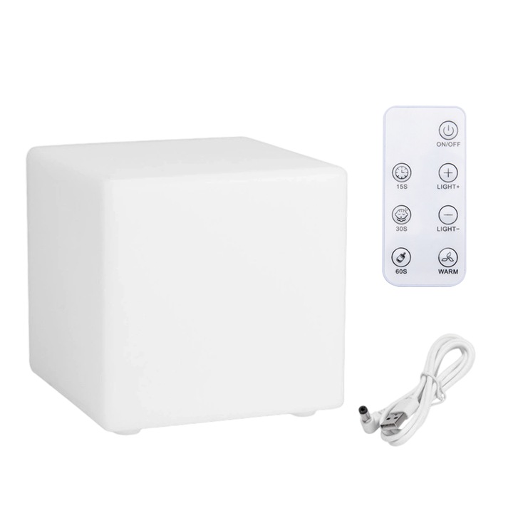 Lampa de podea patrata cub luminos LED, lampa de noptiera creativa, canapea, lampa de atmosfera cu incarcare integrata.