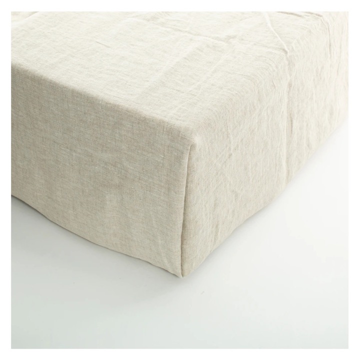 Cearsaf din in, Poohy, 170x280 cm, 100% in spalat frantuzesc, Bej, 160 g/m2