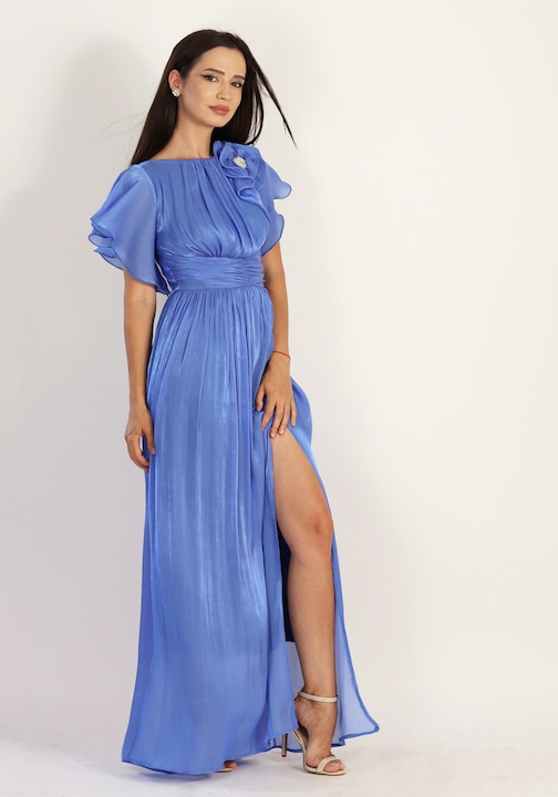 Rochie lunga din organza albastru 796, Albastru