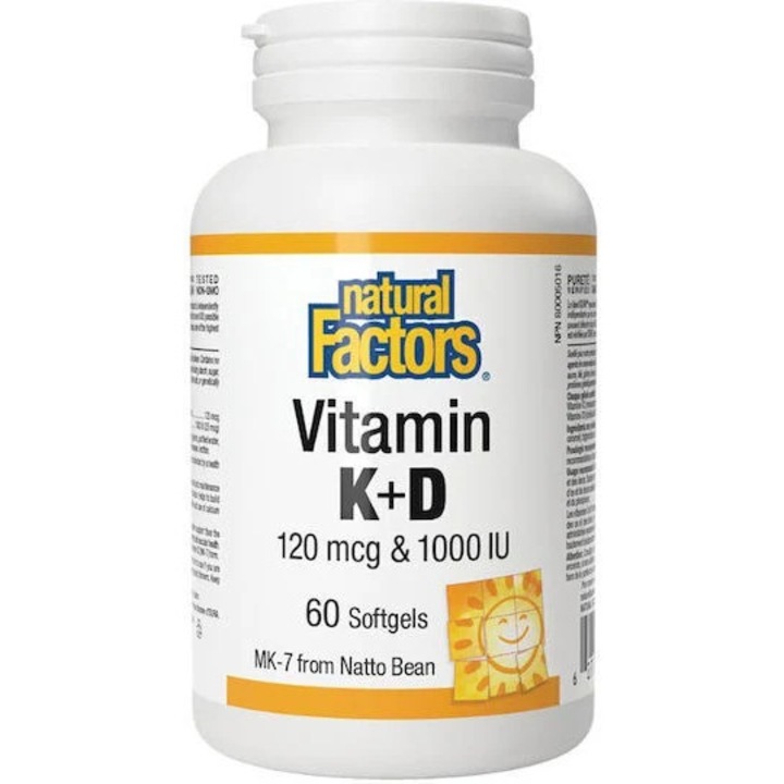 Vitamine D3, NATURAL FACTORS, 1000iu, 60 capsule