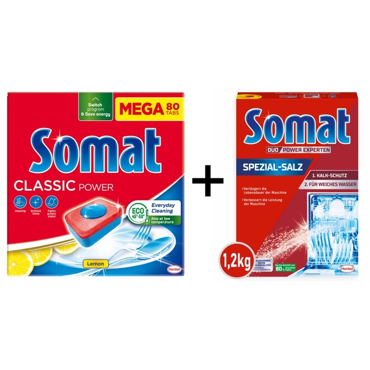 Somat csomag, All In One 80 kapszula Citrom + 1.2kg Vízlágyító só