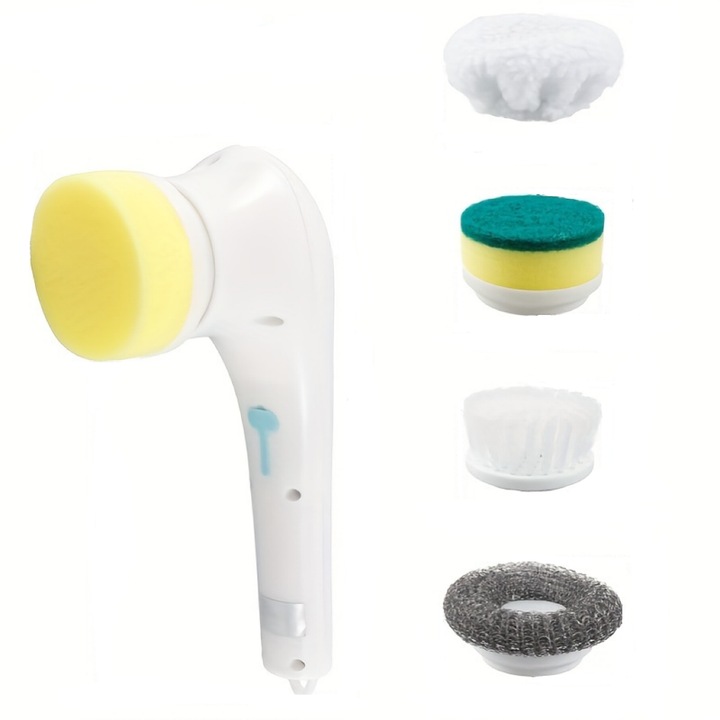 Set de perii electrice 5 in 1, curatare motorizata, pentru bucatarie si baie, incarcare USB, 800mAh