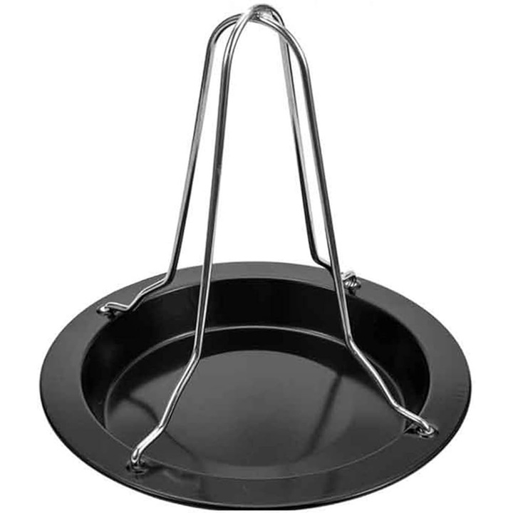 Suport vertical pentru pui, ideal pentru cuptor, Antiaderent, cu tava de colectare, pliabil, Otel inoxidabil