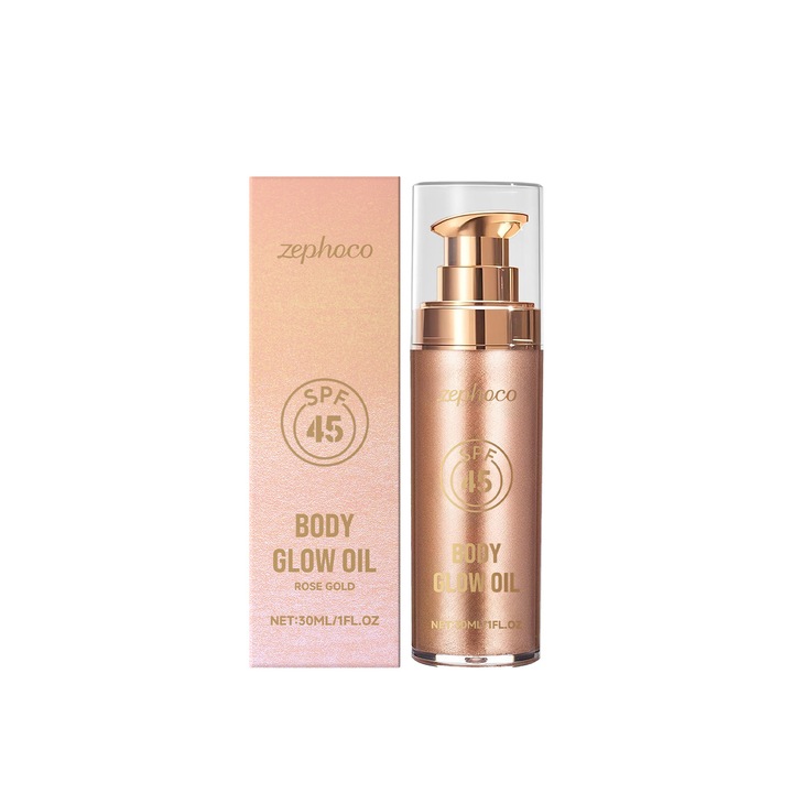 Ulei cosmetic Zephoco Rose Gold Coconut Glow, hidratare intensa, iluminare, 30ml