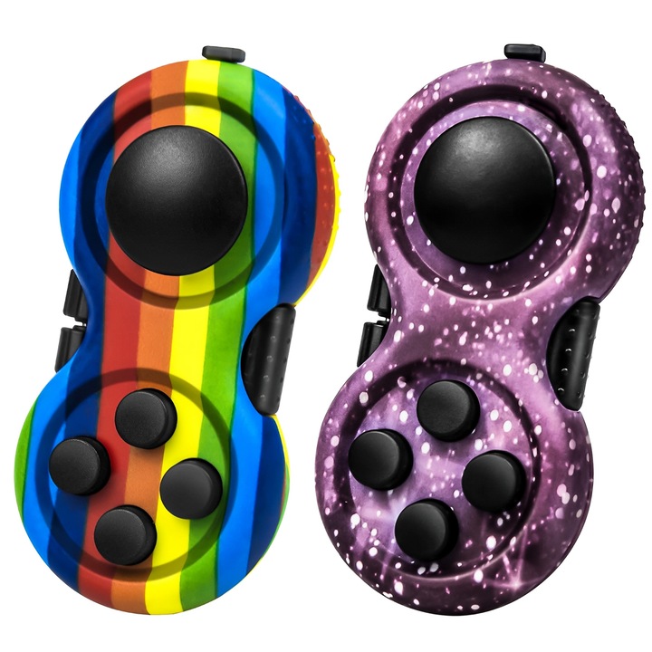Set 2 jucarii antistres senzoriale, TREXORA, design multifunctional, multicolor, din plastic, pentru 14+ ani