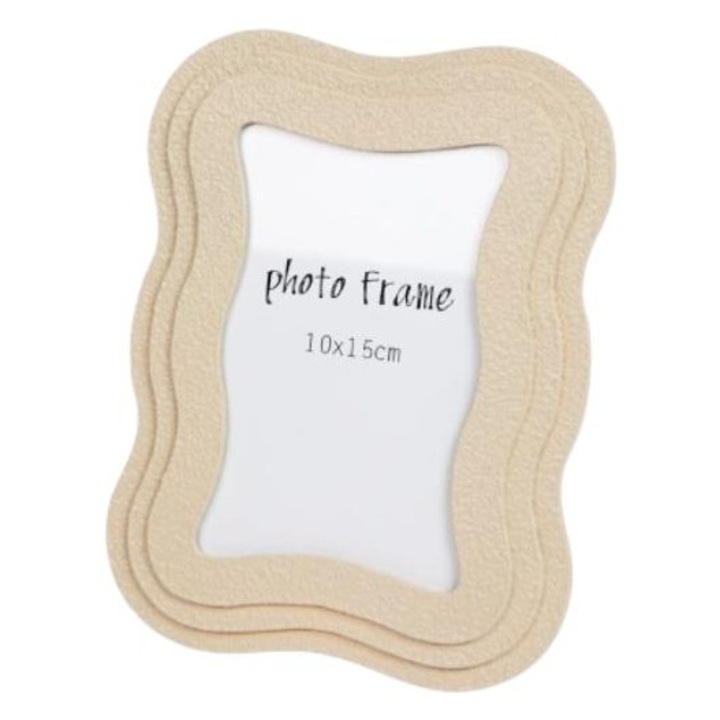 Hullámos szélű képkeret, fa, szürke, 15 x 20 cm, képméret 10x15