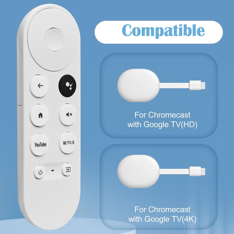 Telecomanda ZTMAKYLH pentru Google Chromecast, Bluetooth, alb, 3.8