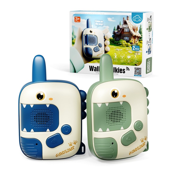 Walkie-talkie gyerekeknek, ZTMAKYLH, 2 darabos készlet, műanyag, +5 éves kortól, nagy hatótávolságú, tiszta hangminőség, születésnapi ajándéknak is kiváló, 11,3x7,3x4cm, kék, zöld