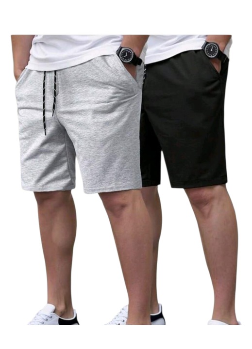 Pantaloni scurti barbati, din bumbac 100%, gri si negru, set 2 bucati, XL