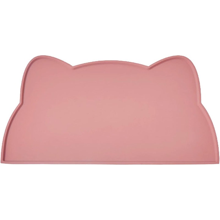 Tavita pentru mancare pisici, design pisica, silicon, impermeabil, 44x25cm, roz