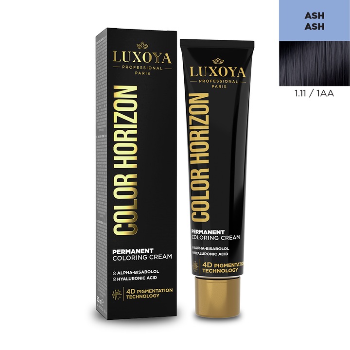 Vopsea de par profesionala cu amoniac LUXOYA Professional Paris COLOR HORIZON 1.11/1AA, 60ml