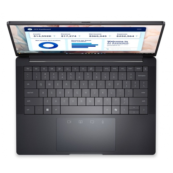 Laptop Dell Pro 13 Premium PA13250, 13.3 inch 2560 x 1600 Touchscreen, Intel 268V 8 C / 8 T, 2.2 GHz - 5.0 GHz, 12 MB cache, 32 GB LPDDR5X, 512 GB SSD, Intel Arc Graphics, Windows 11 Pro, Negru