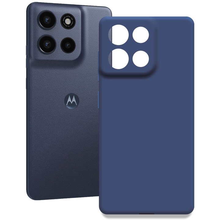 Husa pentru Motorola Moto G86, Color Shield, Interior de catifea, Suprafata aderenta, Protectie antisoc, Margini ridicate, Regular Fit, Silicon, Albastru inchis