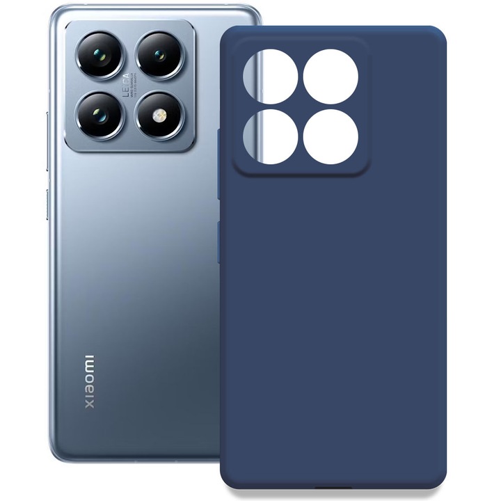 Husa pentru Xiaomi 14T Pro, Color Shield, Interior de catifea, Suprafata aderenta, Protectie antisoc, Margini ridicate, Regular Fit, Silicon, Albastru inchis