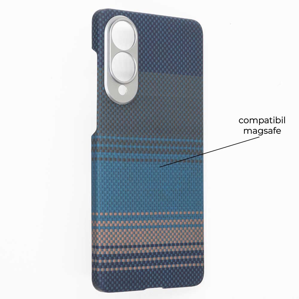 Husa fibra de carbon MagSafe SILKASE pentru Samsung S25 Edge, aramid kevlar, metal camera, moon rise