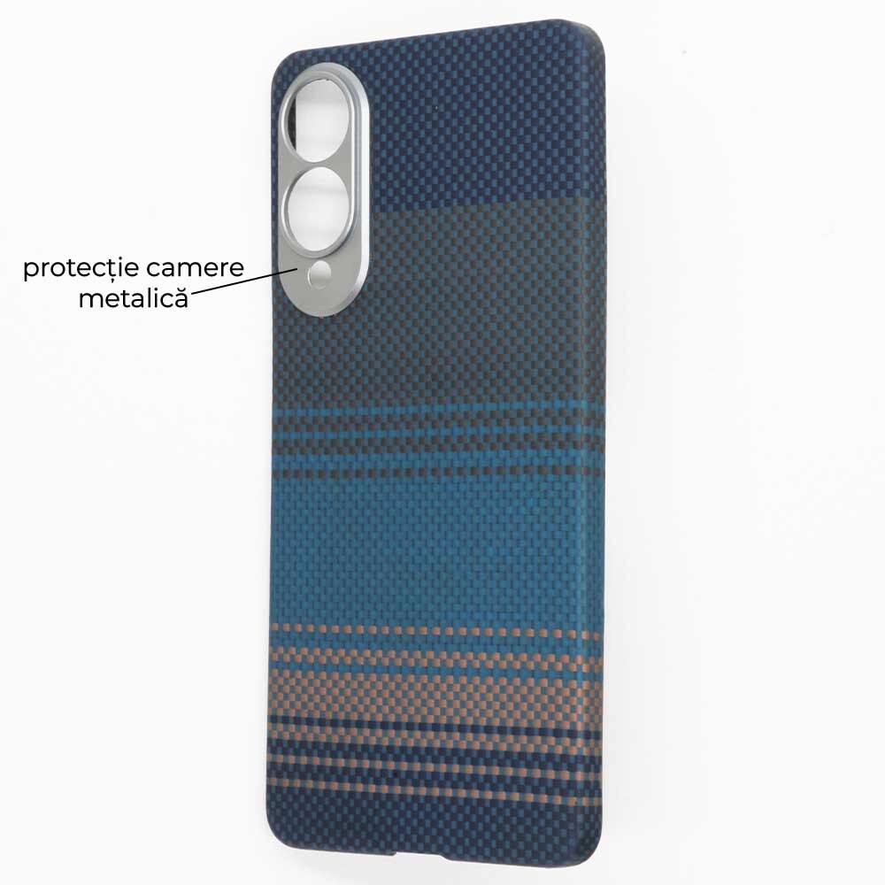 Husa fibra de carbon MagSafe SILKASE pentru Samsung S25 Edge, aramid kevlar, metal camera, moon rise