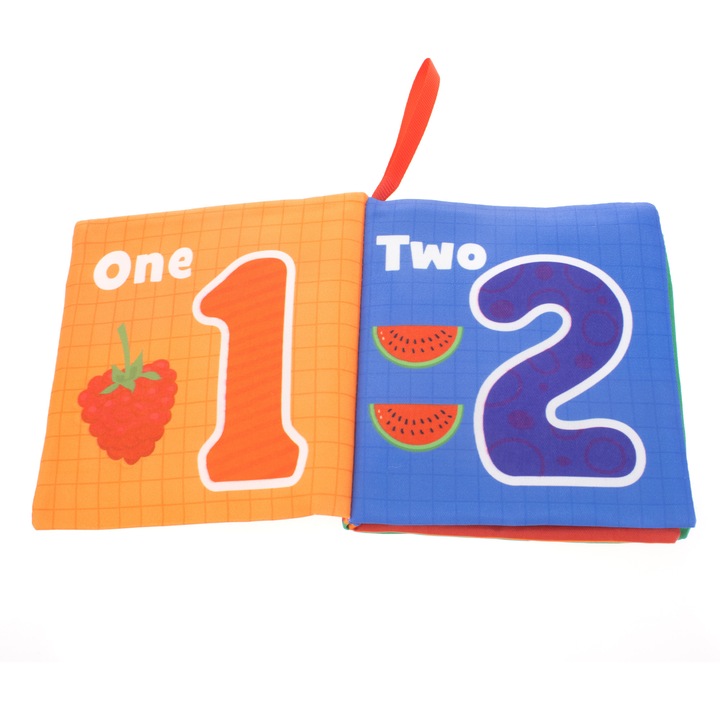 Carte interactiva din tesatura moale pentru bebelusi, senzoriala, 0-3 ani, multicolot