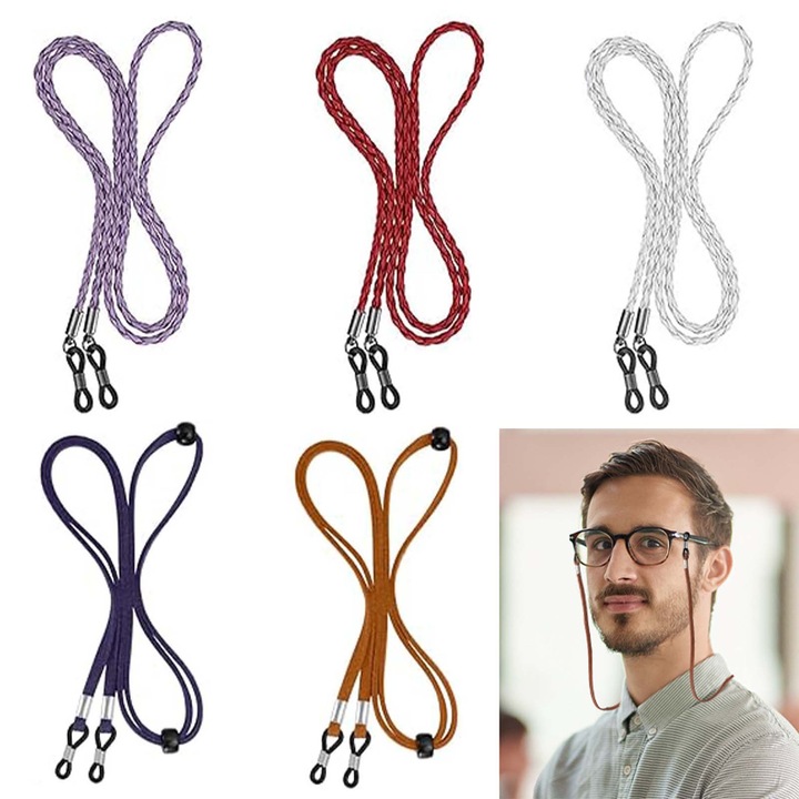 Set 5 snururi pentru ochelari, TREXORA, 2 stiluri ajustabile, 70cm, multicolor