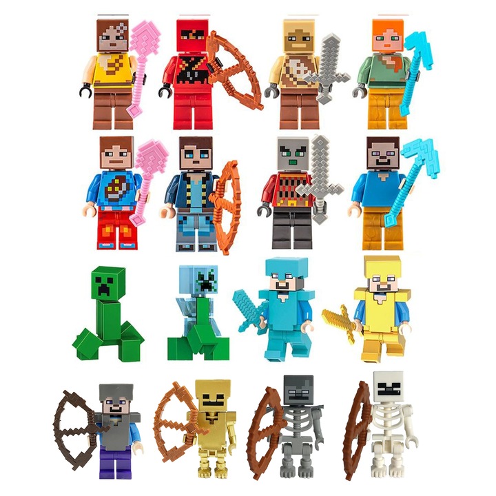 Set de figurine articulate 16 piese, TREXORA, multicolor, pentru dezvoltare cognitiva, 3 ani