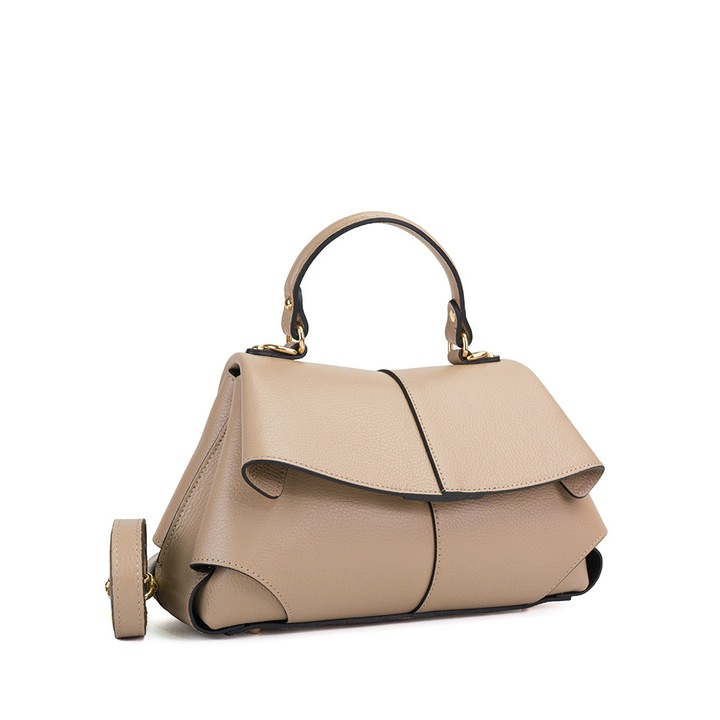 Poseta Piele Amelie - Crem, Geanta Casual din Piele Naturala, Geanta, Genti