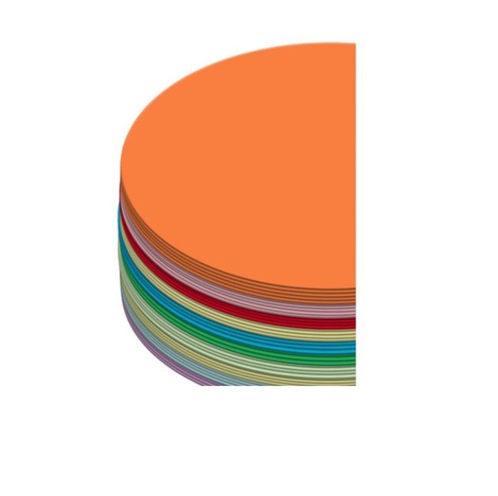 Комплект цветна хартия в кръг, Ezyaid, 5 инча, 200 листа, 10 различни цвята