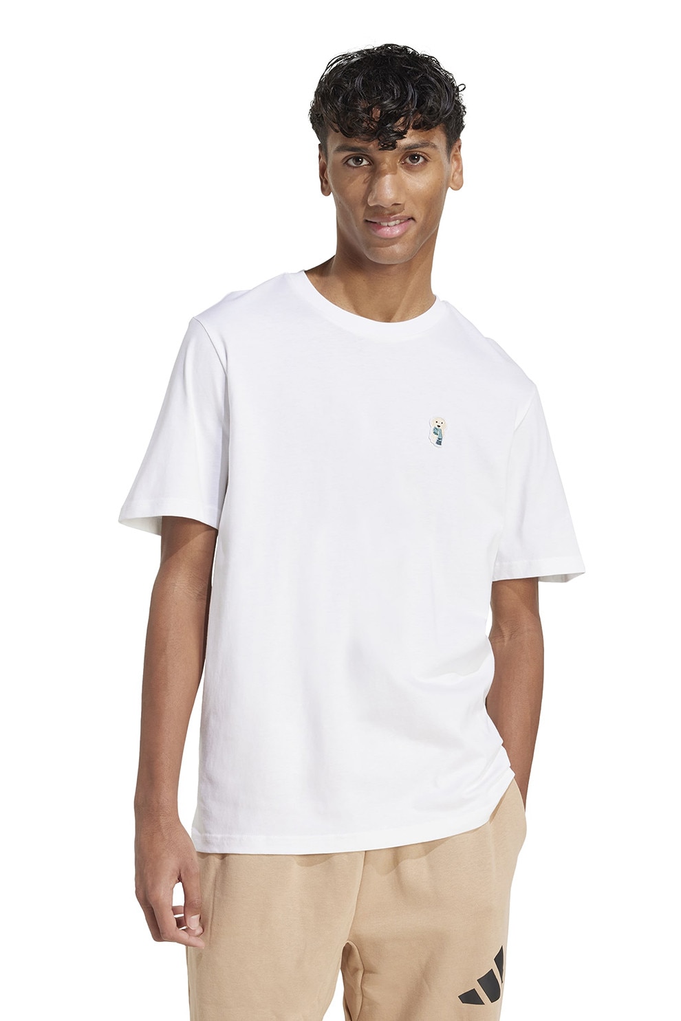 adidas Sportswear, Tricou cu decolteu la baza gatului si logo discret, Alb optic, L