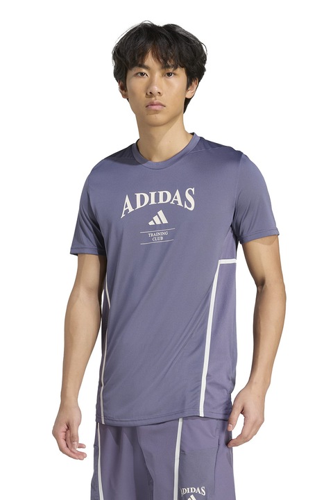 adidas Performance, Тренировъчна тениска с лого, Слонова кост/Прашно синьо