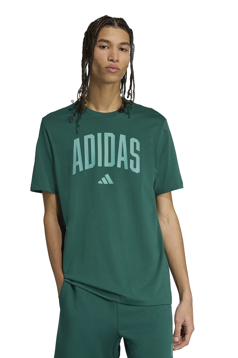 adidas Sportswear, Tricou lejer de bumbac cu imprimeu logo, Verde, M