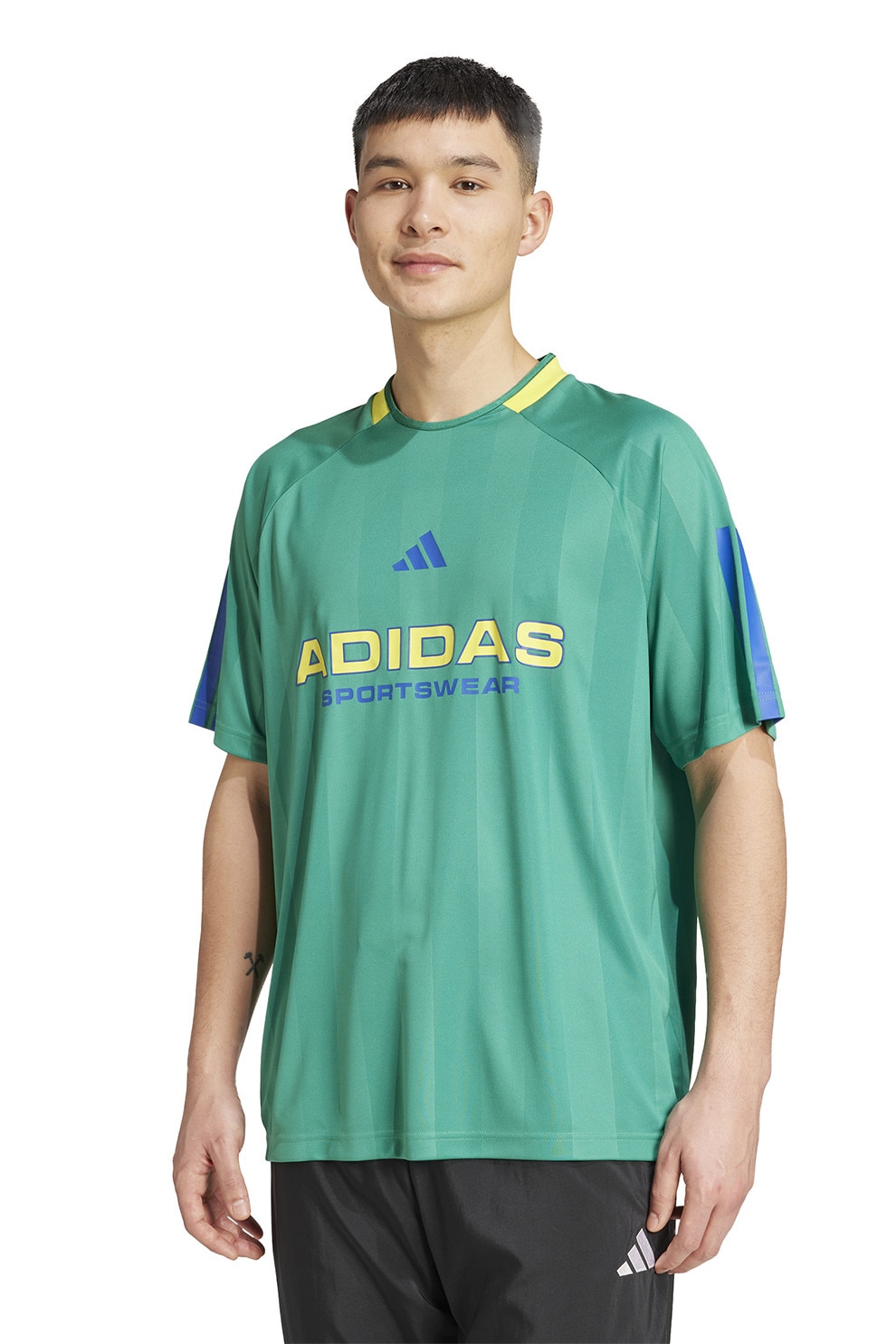 adidas Sportswear, Tricou lejer cu logo, Galben pai, Verde menta, M