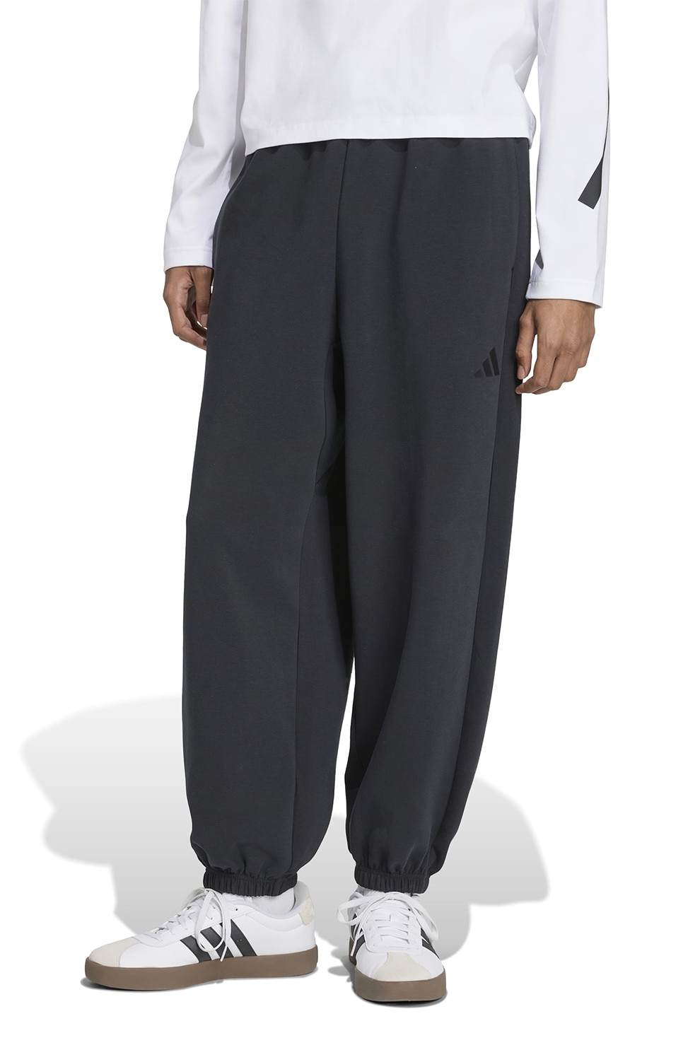 adidas Sportswear, Pantaloni de trening din amestec de modal cu snururi, Negru, M