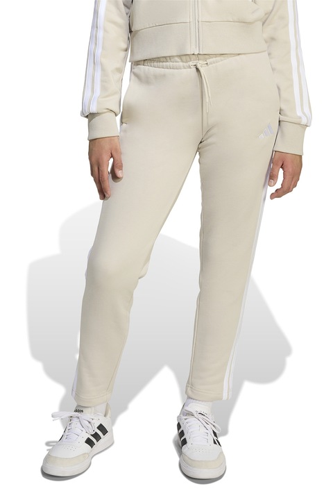 adidas Sportswear, Pantaloni de trening slim fit cu snur, Alb/Bej deschis