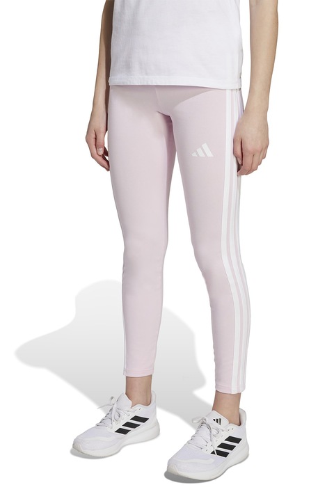 adidas Sportswear, Essentials leggings logóval, Fehér/Halvány rózsaszín