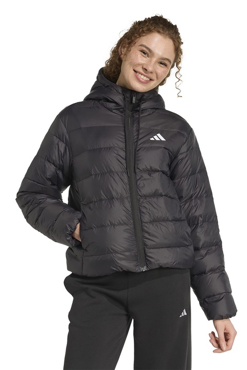 adidas Sportswear, Geaca matlasata cu gluga, Negru