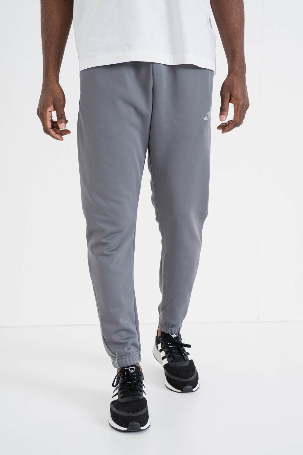 adidas Sportswear, Pantaloni de trening cu logo, Gri, M