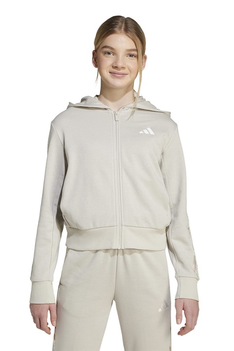adidas Sportswear, Худи с десенирани странични ленти, Бял/Карамел/Светло бежово