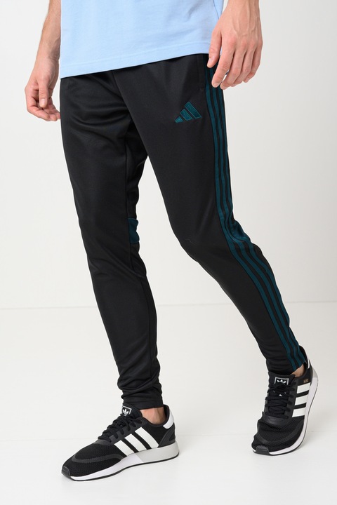 adidas Performance, Pantaloni pentru fotbal cu slituri laterale, Negru/Verde englez