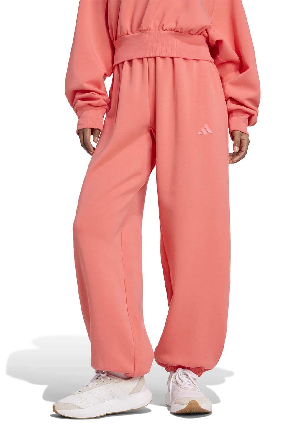 adidas Sportswear, Pantaloni de trening relaxed fit Soft Lux, Roz somon, M