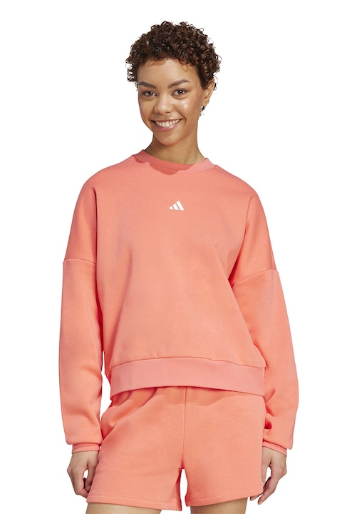 adidas Sportswear, Bluza de trening lejera cu maneci cazute, Roz somon