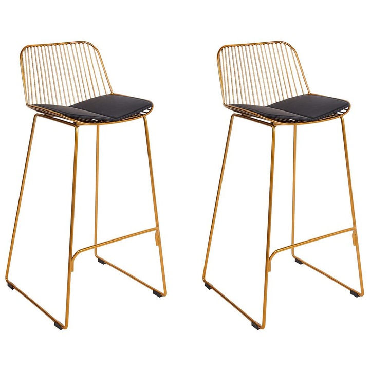 Set de 2 scaune de bar Pensacola Metal Auriu