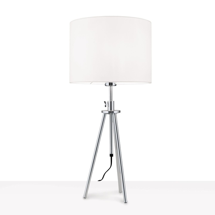 Lampa de masa ROGER, inaltime reglabila cu abajur de in, E27 1x60W aluminiu finisaj crom satinat, 59-79cm IP20 ORION