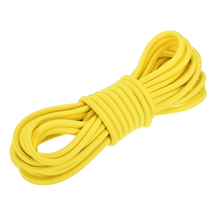 Rugalmas kötél, Axroad Mall, Poliészter/Latex, Átmérő 2mm, Hossz 100m, Rugalmas fonott kötél, Nagy rugalmasságú, Tartós, Ékszerek, gyöngyök, nyakláncok és kézműves termékek készítéséhez, Sárga