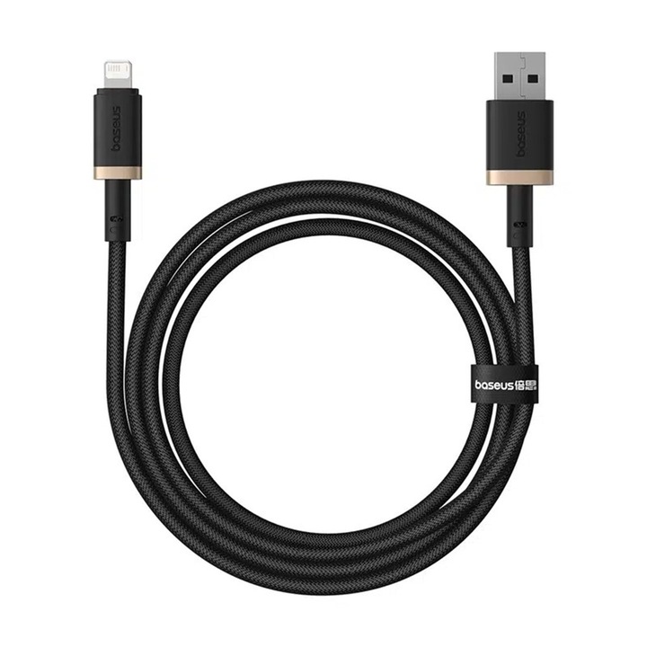 Cablu de Date USB la Lightning 2.4A 1m - Baseus Dura - Gold / Black