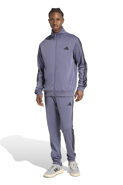 adidas Sportswear, Trening cu logo brodat, Negru/Lila