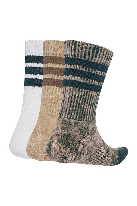 adidas Sportswear, Set de sosete lungi unisex cu aspect decolorat - 3 Perechi, Verde, Maro, M