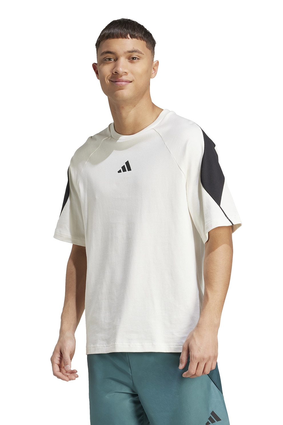 adidas Sportswear, Tricou cu maneci raglan Stadium, Alb, Negru, XL