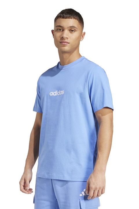 adidas Sportswear, Kerek nyakú póló logós részlettel, Fehér/Kék