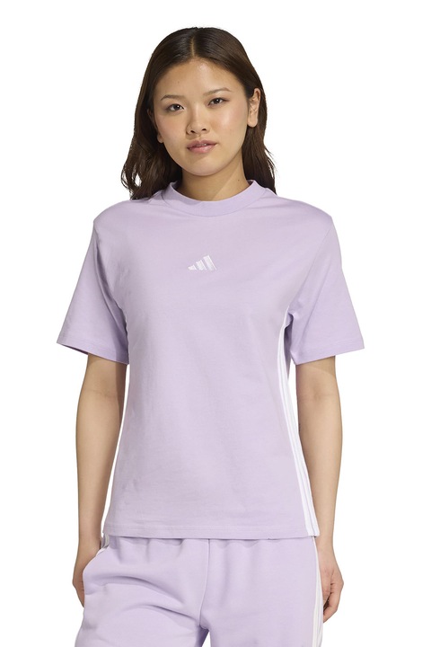 adidas Sportswear, Kerek nyakú pamutpóló, Fehér/Halványlila